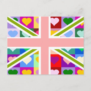 Girly Hearts Union Jack Vykort