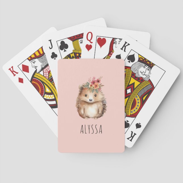 Girly Hedgehog Personlig Casinokort (Baksidan)