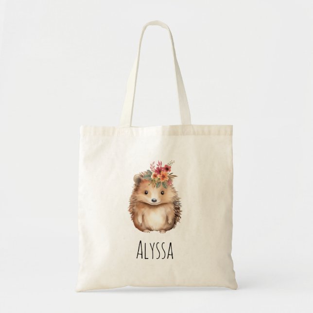 Girly Hedgehog personlig Tygkasse (Framsidan)