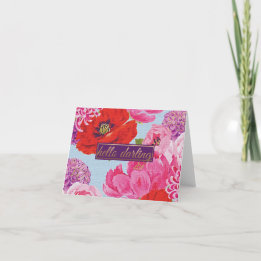 Girly Hej Darling Blommigt Note Card Kort