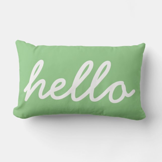 Girly Hej Mint Typography Lumbar Pillow Lumbarkudde (Framsida)
