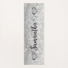 Girly Hjärte silver glitter anpassningsbar