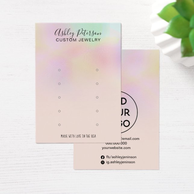 Girly holograf ombre multi-stud earring visning visitkort (Skivbord)