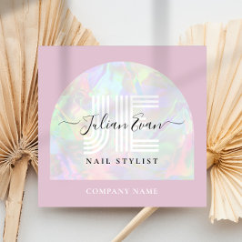 Girly Holografiska QR-kodrapport rosa Fyrkantigt Visitkort