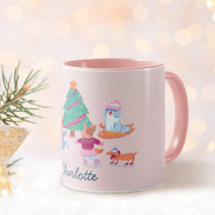 Girly Hundar Ice Sker Rosa jul Namn Mugg