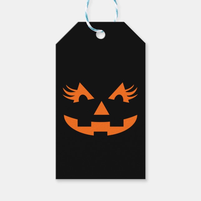 Girly Jack o lantern Halloween Presentetikett (Framsidan)