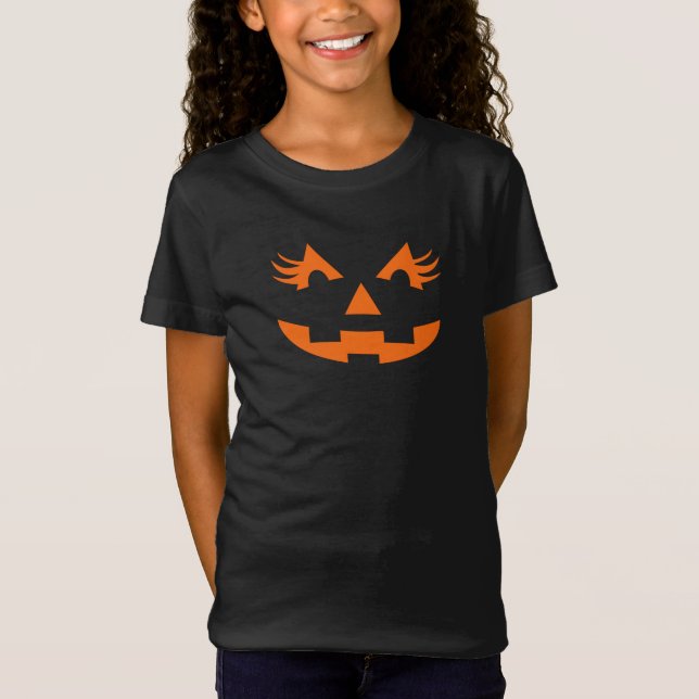 Girly Jack o lantern Halloween T Shirt (Framsida)