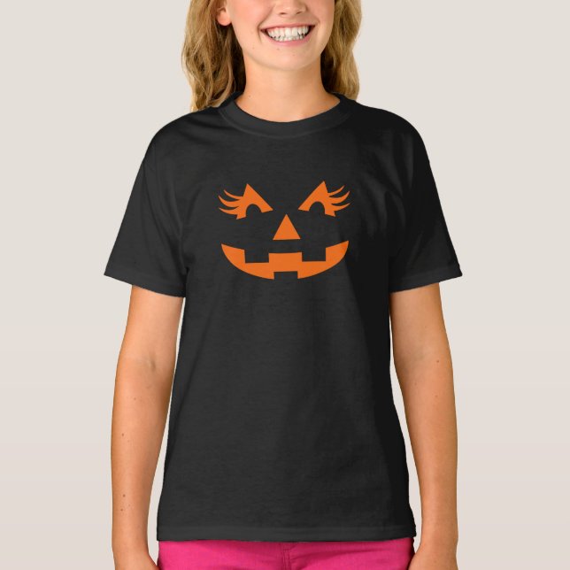 Girly Jack o lantern Halloween T Shirt (Framsida)
