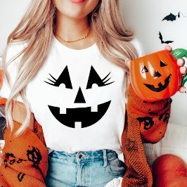 Girly Jack-O-Lantern Pumpkin Ansikte Halloween T Shirt