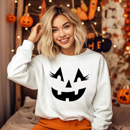 Girly Jack o lantern Pumpkin Ansikte Halloween T Shirt