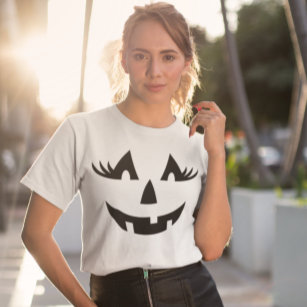 Girly Jack-o-lantern Pumpkin Ansikte Halloween T Shirt