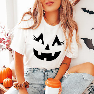 Girly Jack o lantern Pumpkin Ansikte Halloween T Shirt