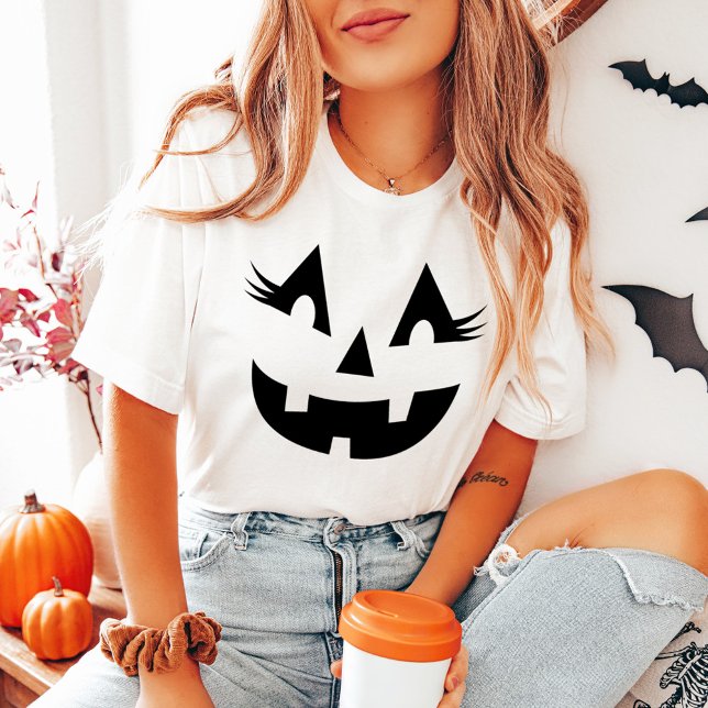 Girly Jack o lantern Pumpkin Ansikte Halloween T Shirt (Skapare uppladdad)