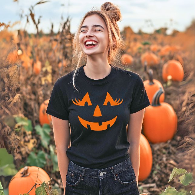 Girly Jack o lantern Pumpkin Ansikte Halloween T Shirt (Skapare uppladdad)