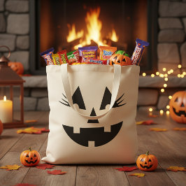 Girly Jack-O-Lantern Pumpkin Ansikte Halloween Tygkasse