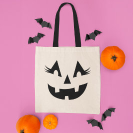 Girly Jack o lantern Pumpkin Ansikte Halloween Tygkasse