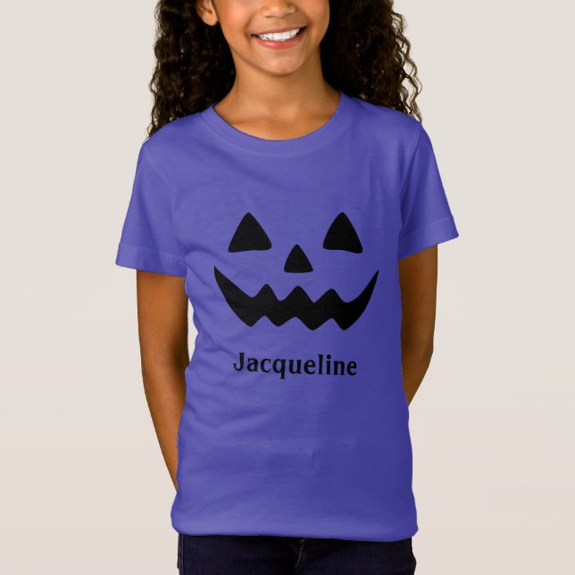 Girly Jack o lantern Pumpkin Ansikte T-Shirt (Framsida)