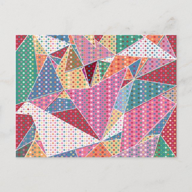Girly jul Flowers Geometric Mönster Helg Vykort (Framsida)