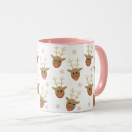 Girly julrener Snöflingor Mönster Guld Mugg