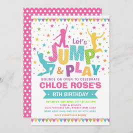 Girly Jump Födelsedagsfest Bounhus Trampoline Inbjudningar