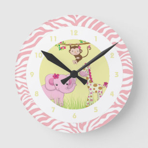 Girly Jungle Thmet Barn Bedroom Rund Klocka