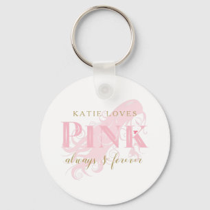 Girly Kärlek Rosa Forever Woman Silhouette och Nam Nyckelring
