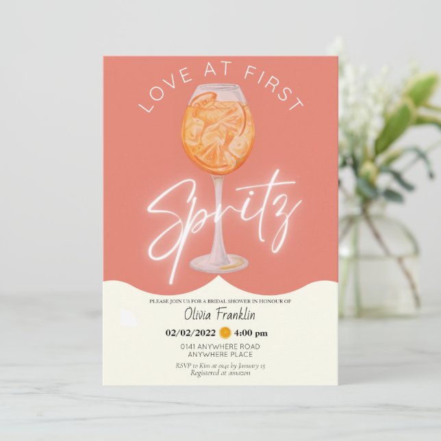 Girly Kärlek vid första spritz-möhippan Inbjudningar (Stående Fram)