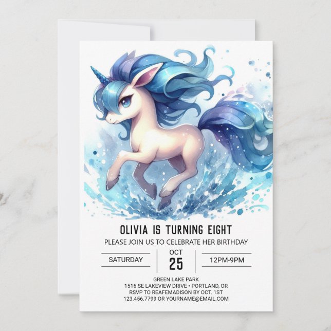 Girly Kids Horse Birthday Inbjudningar (Framsida)