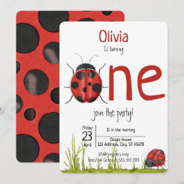 Girly Ladybug svänger en Födelsedagsfest Inbjudningar