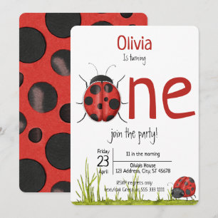 Girly Ladybug svänger en Födelsedagsfest Inbjudningar