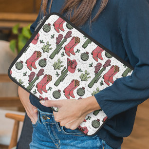 Girly Land Cowgirl-Rosa och -Grönt Laptop Fodral