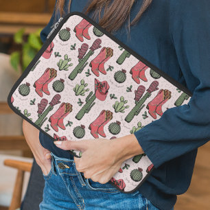 Girly Land Cowgirl-Rosa och -Grönt Laptop Fodral