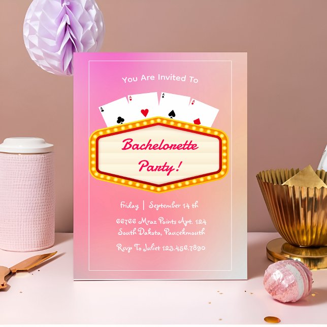 girly Las Vegas rosa bachelorette Party helg Inbjudningar (Skapare uppladdad)