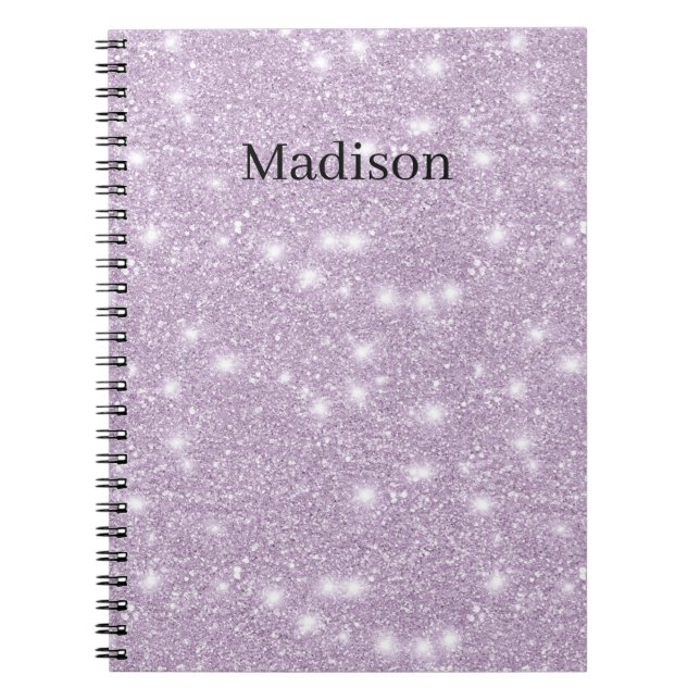 Girly Lavender Faux Glitter Sparkle Anteckningsbok (Framsidan)