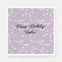 Girly Lavender Glitter Sparkle Birthday Pappersservett