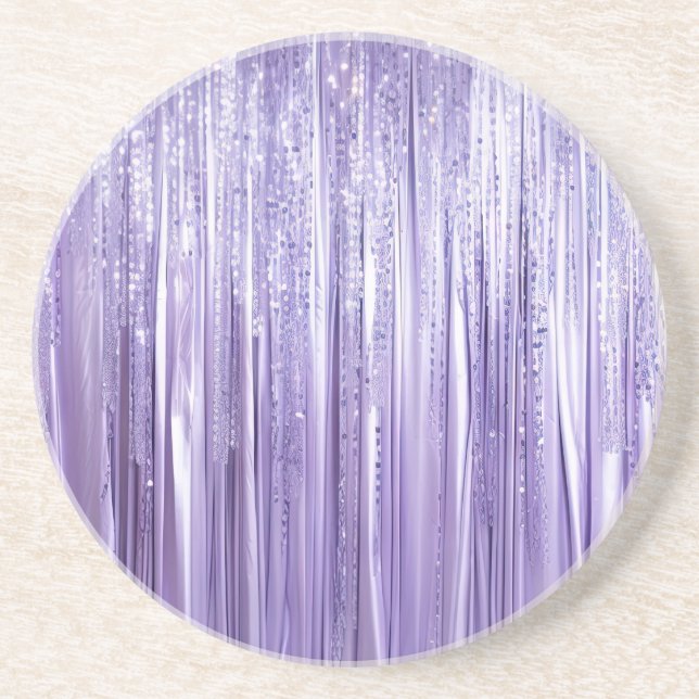Girly Lavender Lila Glam Tinsel Rand Underlägg (Framsidan)
