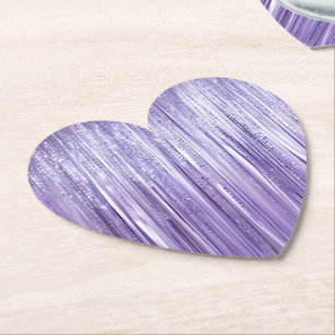 Girly Lavender Lila Glam Tinsel Rand Underlägg Papper