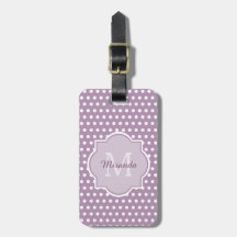 Girly Lavender Lila Polka dots Monogram och Namn