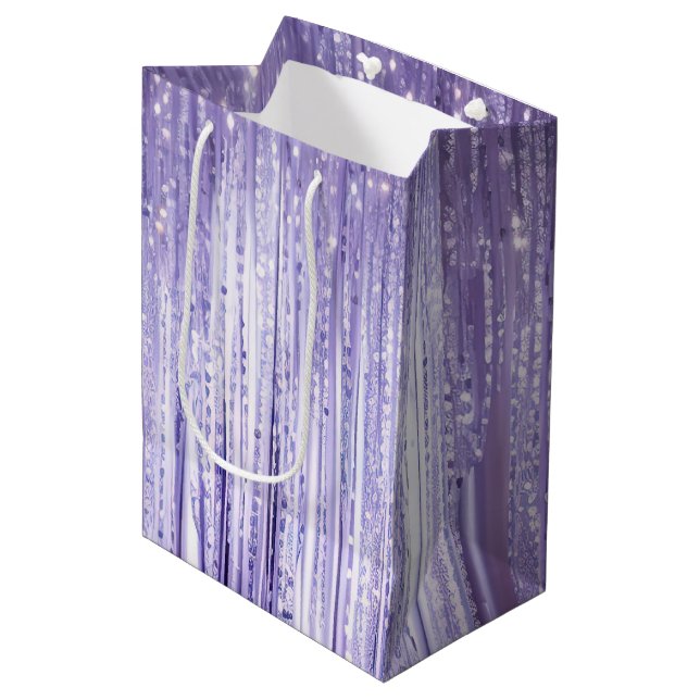 Girly Lavender Purple Glam Tinsel Stripes  (Framsidan Vinklad)