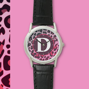 Girly Leopard Leo Mönster Print Design Monogram Armbandsur