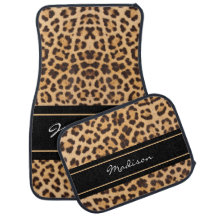 Girly Leopard Print Black Brown Monogrammed Namn