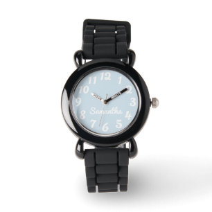 Girly Light Blue Grått and White Personlig Armbandsur