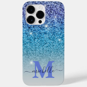 Girly Lila & Blue Glitter Ombre Monogrammed