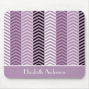 Girly Lila Chevron Rand Mönster med Namn Musmatta