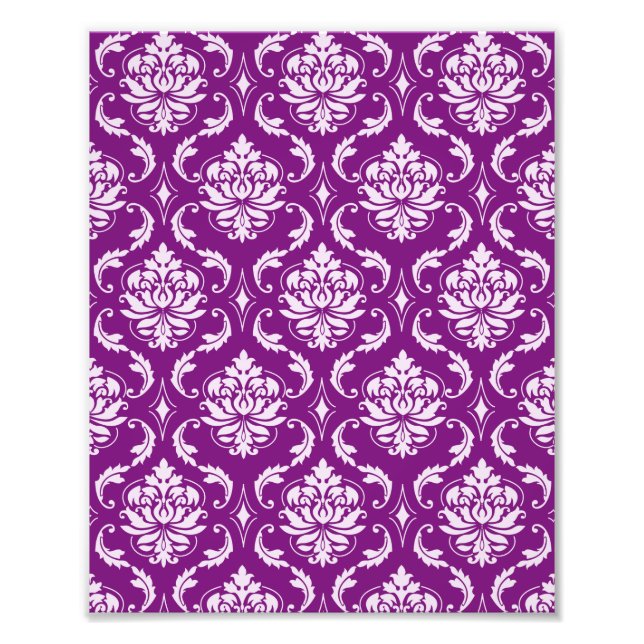 Girly Lila Damask Pattern Fototryck (Framsidan)