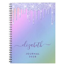 Girly Lila Glitter Drives Personlig Rainbow Anteckningsbok