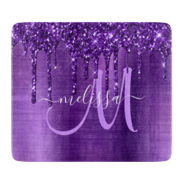 Girly Lila Glitter Push Metall Monogram