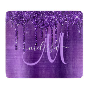 Girly Lila Glitter Push Metall Monogram
