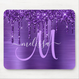 Girly Lila Glitter Push Metall Monogram Musmatta