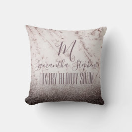 Girly Lila Glittery Elegant Monogram Kudde